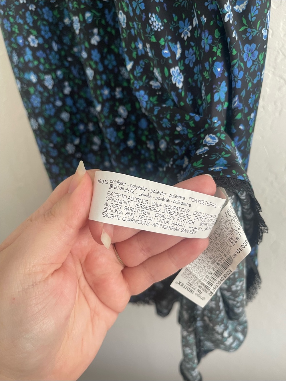 ZARA Maxi Satin Black Blue Floral Slip Skirt Lace Trim Whimsy Goth Womens Small - Picture 5 of 5